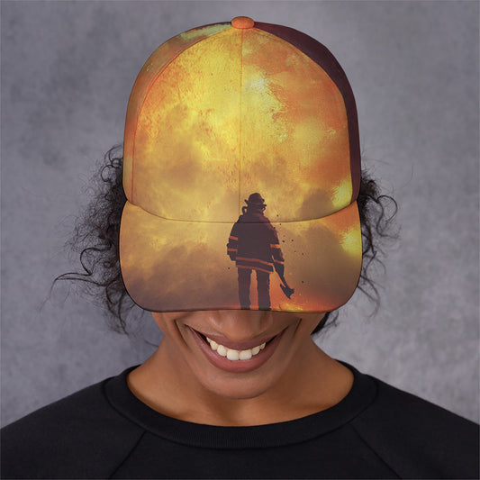 Brave Firefighter With Axe Print Baseball Cap