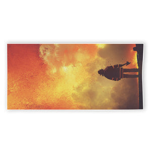 Brave Firefighter With Axe Print Beach Towel