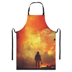 Brave Firefighter With Axe Print Bib Apron With Pocket