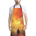 Brave Firefighter With Axe Print Bib Apron With Pocket