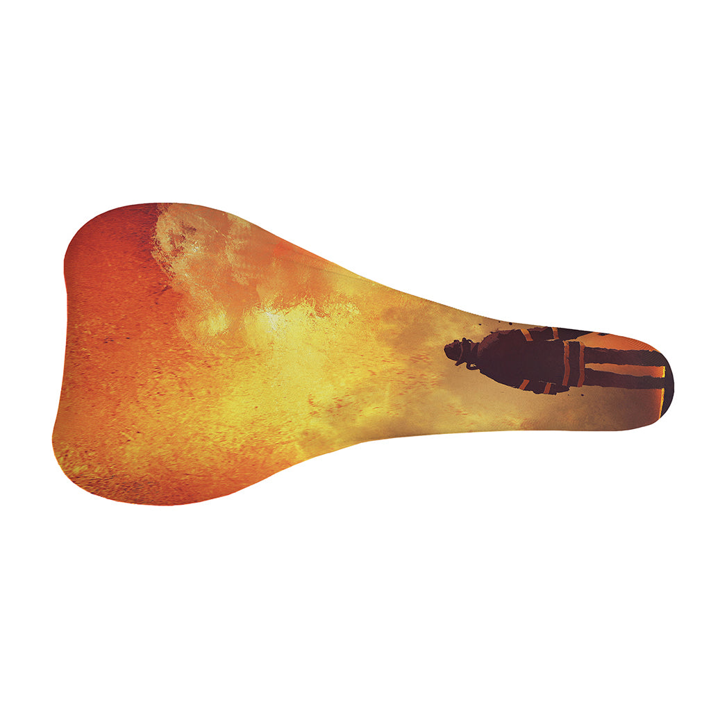 Brave Firefighter With Axe Print Bicycle Seat Cover