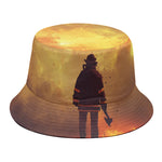 Brave Firefighter With Axe Print Bucket Hat