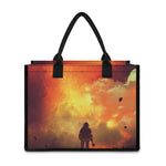 Brave Firefighter With Axe Print Canvas Tote Bag