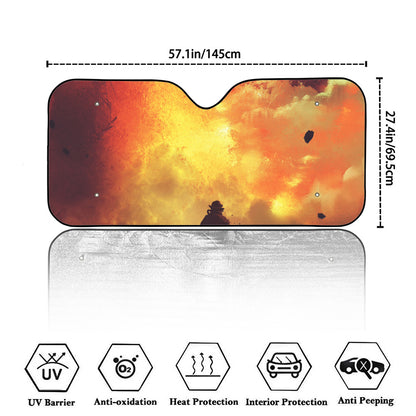 Brave Firefighter With Axe Print Car Windshield Sun Shade
