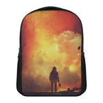 Brave Firefighter With Axe Print Casual Backpack