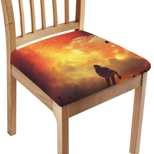 Brave Firefighter With Axe Print Chair Cushion Cover
