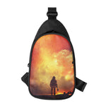 Brave Firefighter With Axe Print Chest Bag
