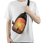 Brave Firefighter With Axe Print Chest Bag