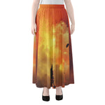 Brave Firefighter With Axe Print Chiffon Maxi Skirt