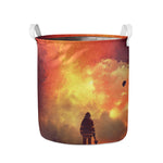 Brave Firefighter With Axe Print Collapsible Laundry Basket