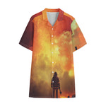 Brave Firefighter With Axe Print Cotton Hawaiian Shirt