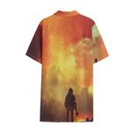 Brave Firefighter With Axe Print Cotton Hawaiian Shirt