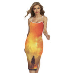 Brave Firefighter With Axe Print Cross Back Cami Dress