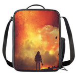 Brave Firefighter With Axe Print Crossbody Lunch Bag