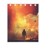 Brave Firefighter With Axe Print Curtain