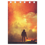 Brave Firefighter With Axe Print Curtain