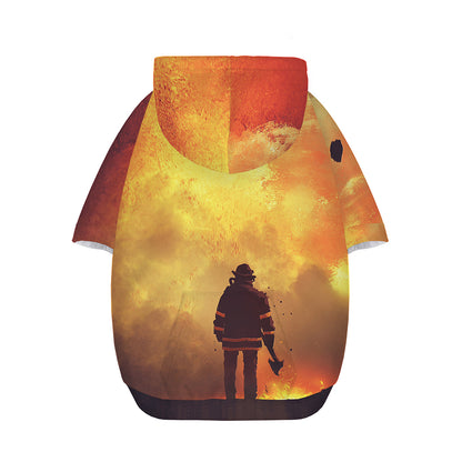 Brave Firefighter With Axe Print Dog Zip Up Hoodie