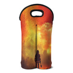 Brave Firefighter With Axe Print Double Neoprene Wine Tote