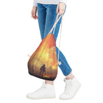 Brave Firefighter With Axe Print Drawstring Bag