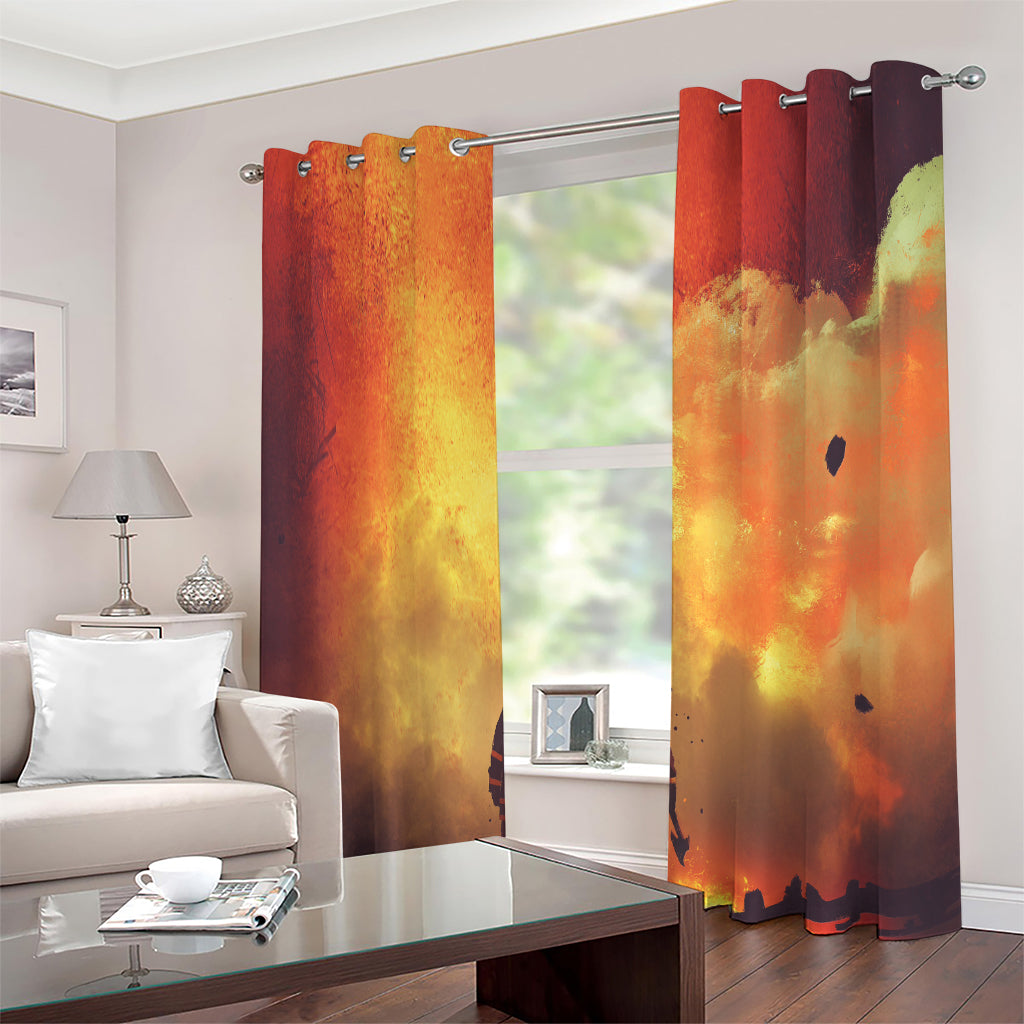 Brave Firefighter With Axe Print Extra Wide Grommet Curtains