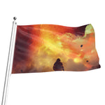 Brave Firefighter With Axe Print Flag