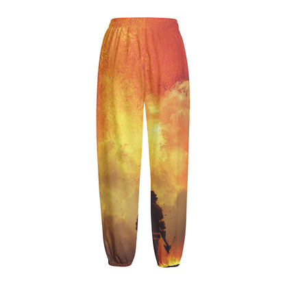 Brave Firefighter With Axe Print Fleece Lined Knit Pants