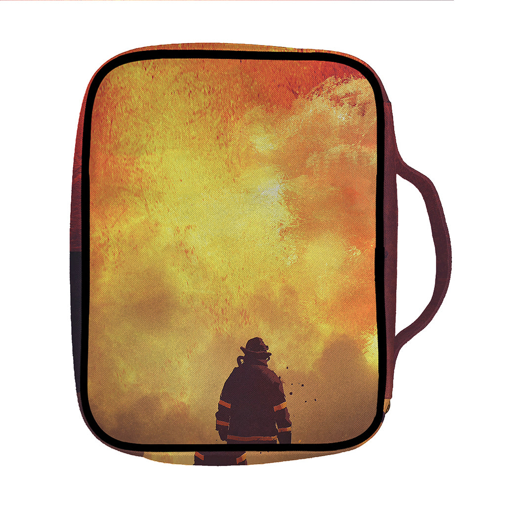 Brave Firefighter With Axe Print Front Pocket Bible Bag