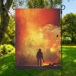Brave Firefighter With Axe Print Garden Flag