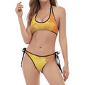 Brave Firefighter With Axe Print Halter Scoop Tie Side Bikini