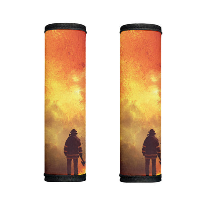 Brave Firefighter With Axe Print Handle Covers