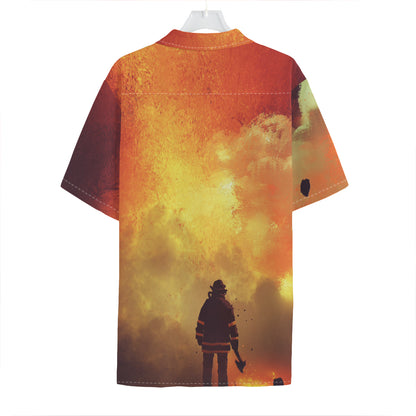 Brave Firefighter With Axe Print Hawaiian Shirt