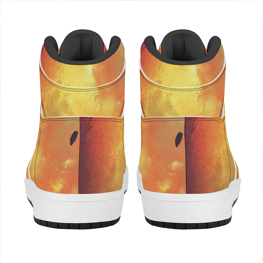Brave Firefighter With Axe Print High Top Leather Sneakers