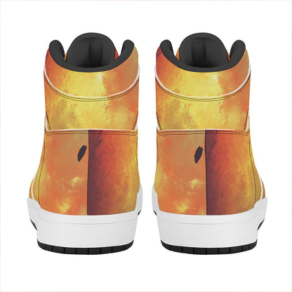 Brave Firefighter With Axe Print High Top Leather Sneakers