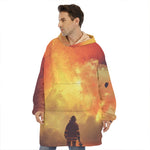 Brave Firefighter With Axe Print Hoodie Blanket