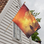 Brave Firefighter With Axe Print House Flag
