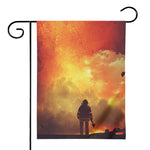 Brave Firefighter With Axe Print House Flag