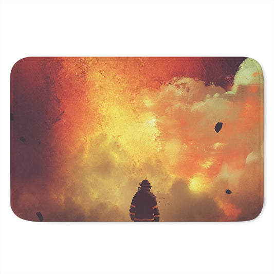 Brave Firefighter With Axe Print Indoor Door Mat