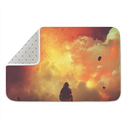 Brave Firefighter With Axe Print Indoor Door Mat