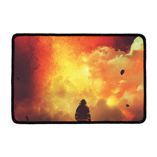 Brave Firefighter With Axe Print Kitchen Mat