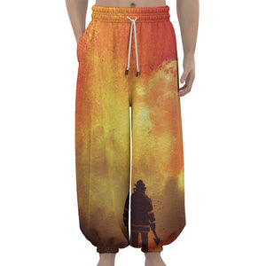 Brave Firefighter With Axe Print Lantern Pants