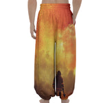 Brave Firefighter With Axe Print Lantern Pants