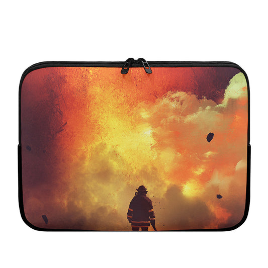 Brave Firefighter With Axe Print Laptop Sleeve