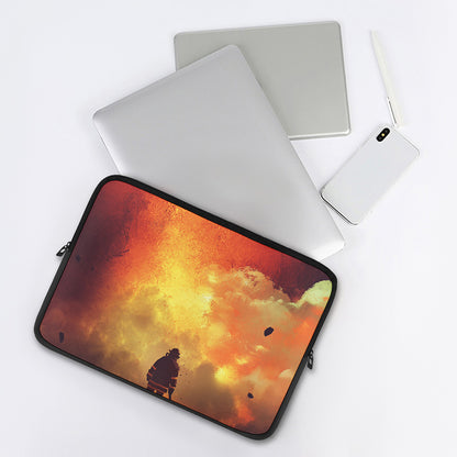 Brave Firefighter With Axe Print Laptop Sleeve