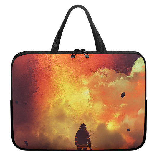 Brave Firefighter With Axe Print Laptop Sleeve With Handle