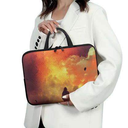Brave Firefighter With Axe Print Laptop Sleeve With Handle