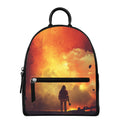 Brave Firefighter With Axe Print Leather Backpack