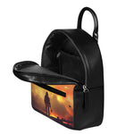Brave Firefighter With Axe Print Leather Backpack