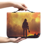 Brave Firefighter With Axe Print Leather Bible Cover