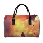 Brave Firefighter With Axe Print Leather Duffle Bag