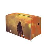 Brave Firefighter With Axe Print Leather Tissue Box Cover